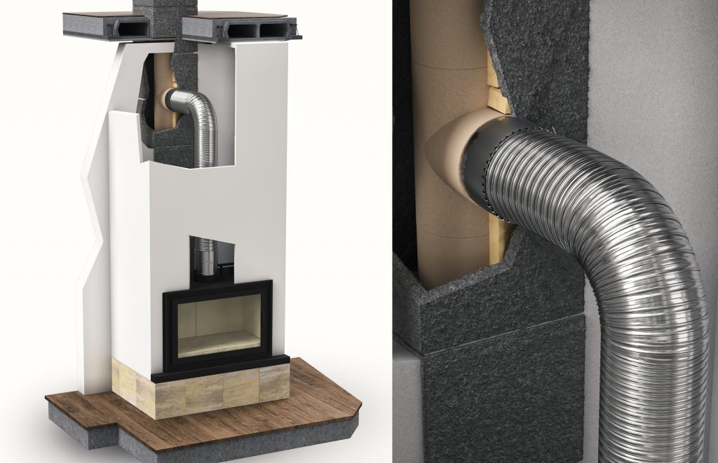 Cross-section of the chimney system 3D visualisation