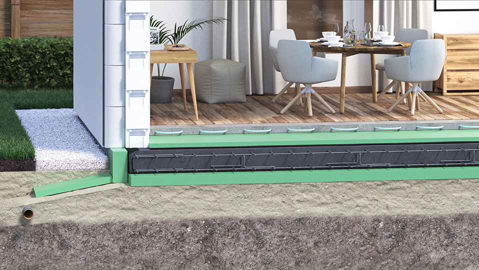 foundation slab cross-section 3D visualisation